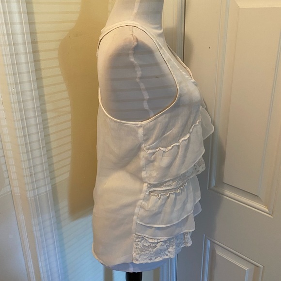 SO White Chiffon tiered Ruffle Tank size M - Picture 2 of 6